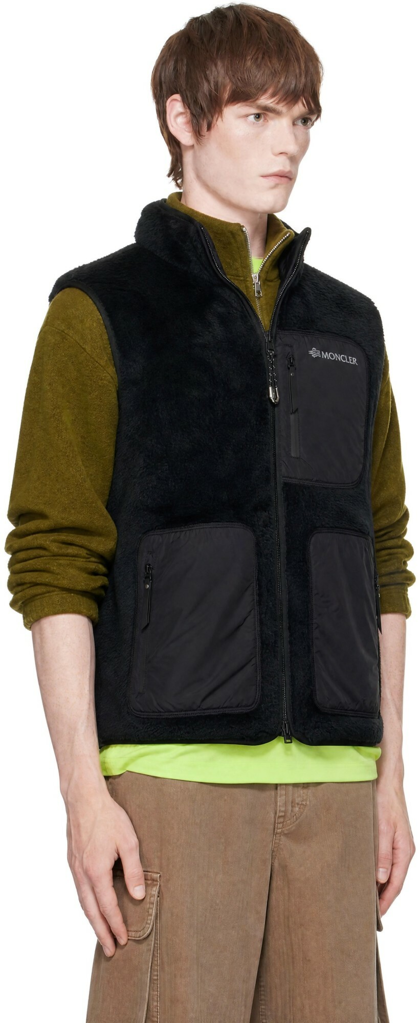 Moncler Black Reversible Fleece Down Vest