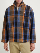 Human Made - Logo-Embroidered Appliquéd Checked Fleece Sweater - Brown