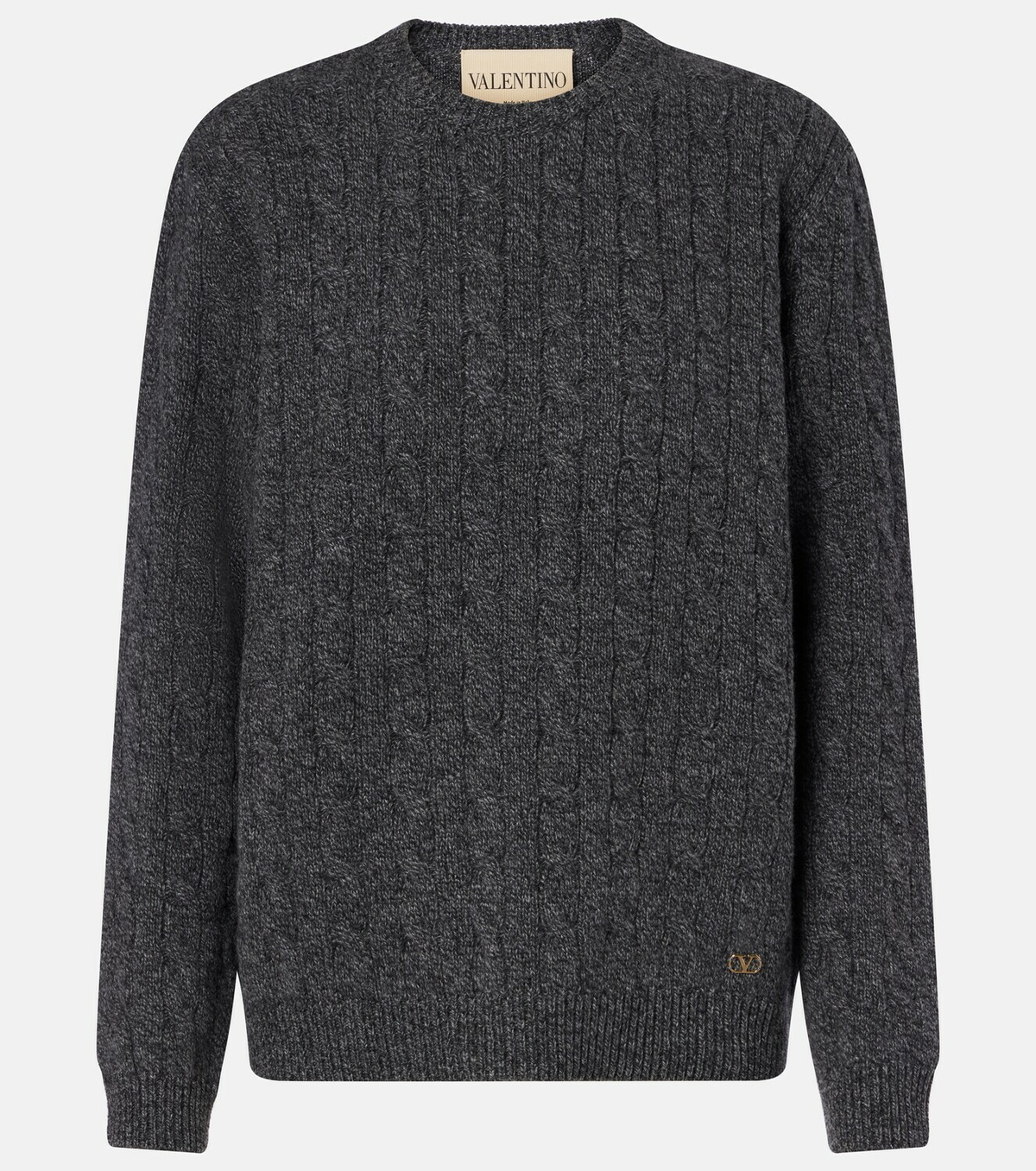 Valentino Cable-knit virgin wool mouliné sweater