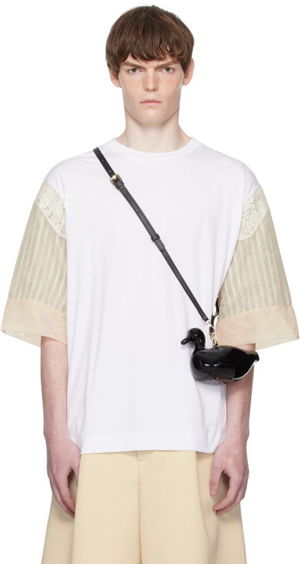 Photo: Simone Rocha White Trapped Lace Patchwork T-shirt