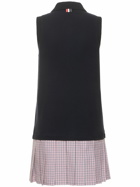 THOM BROWNE - Check Print Cotton Mini Polo Dress