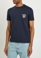 Valentino Garavani Logo-embroidered Cotton T-shirt Navy