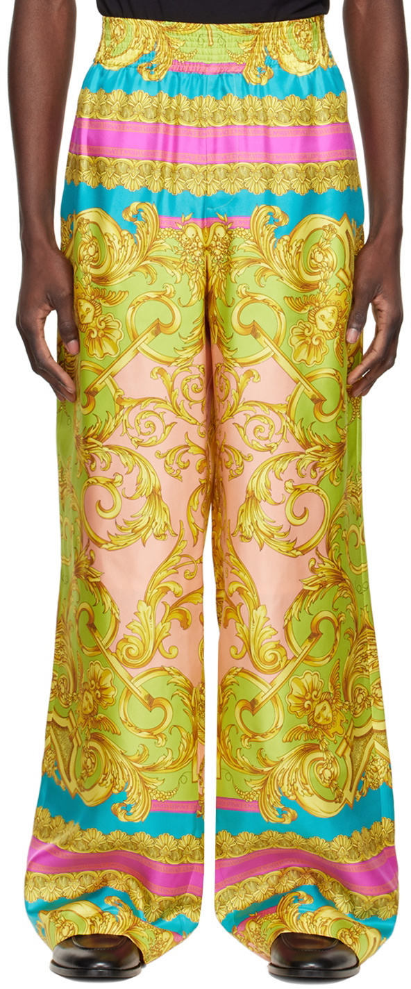 Versace Multicolor Barocco Goddess Trousers Versace