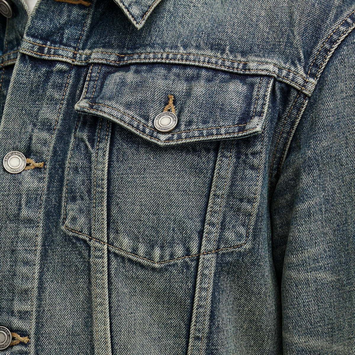 Saint Laurent Men's Fitted Denim Jacket in Amazon Blue