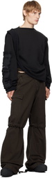 Ottolinger Black Distressed Drape Crewneck Sweater
