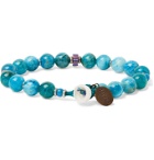 Mikia - Apatite, Silver-Plated, Glass and Shell Beaded Bracelet - Blue
