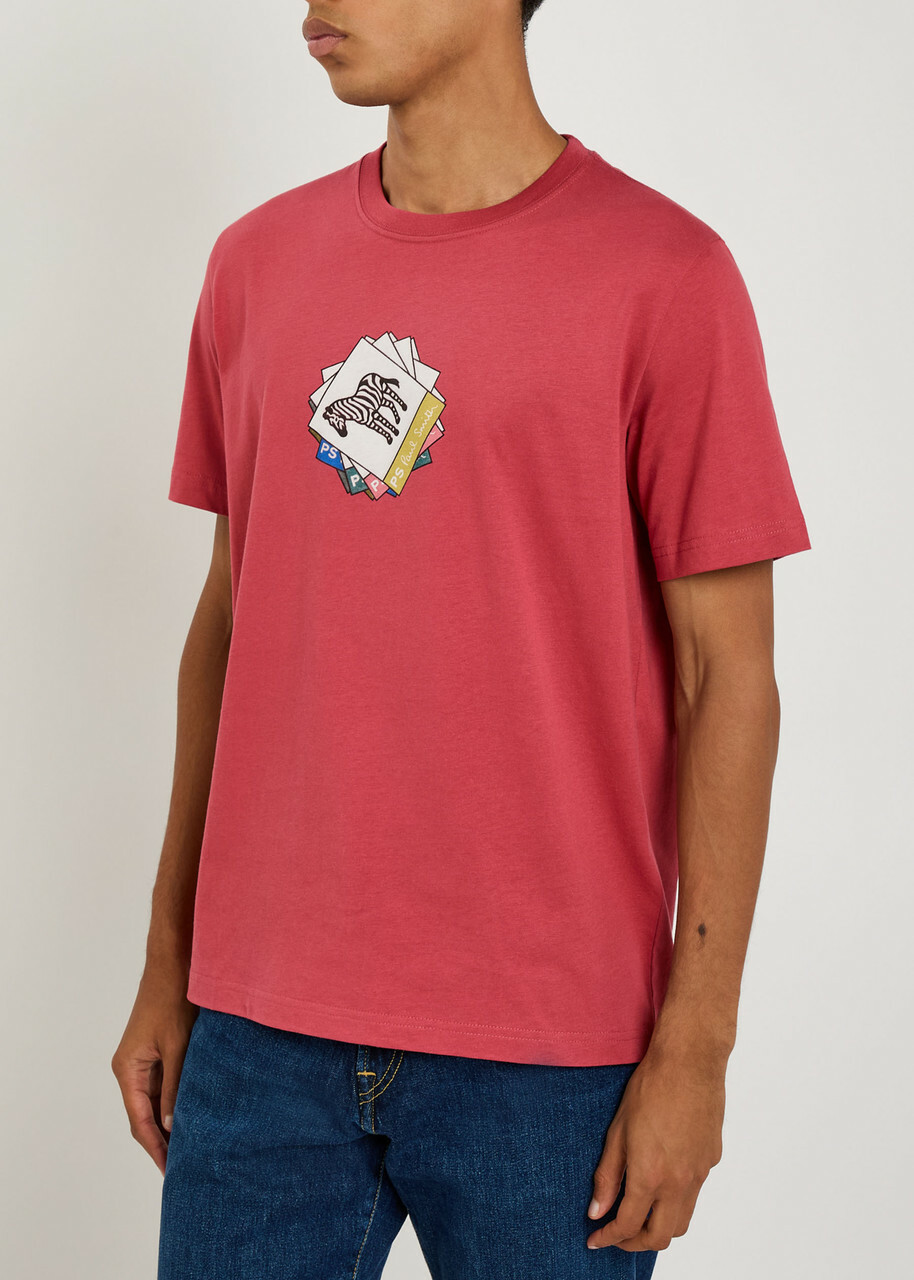 PS Paul Smith Zebra Printed Cotton T-shirt Pink