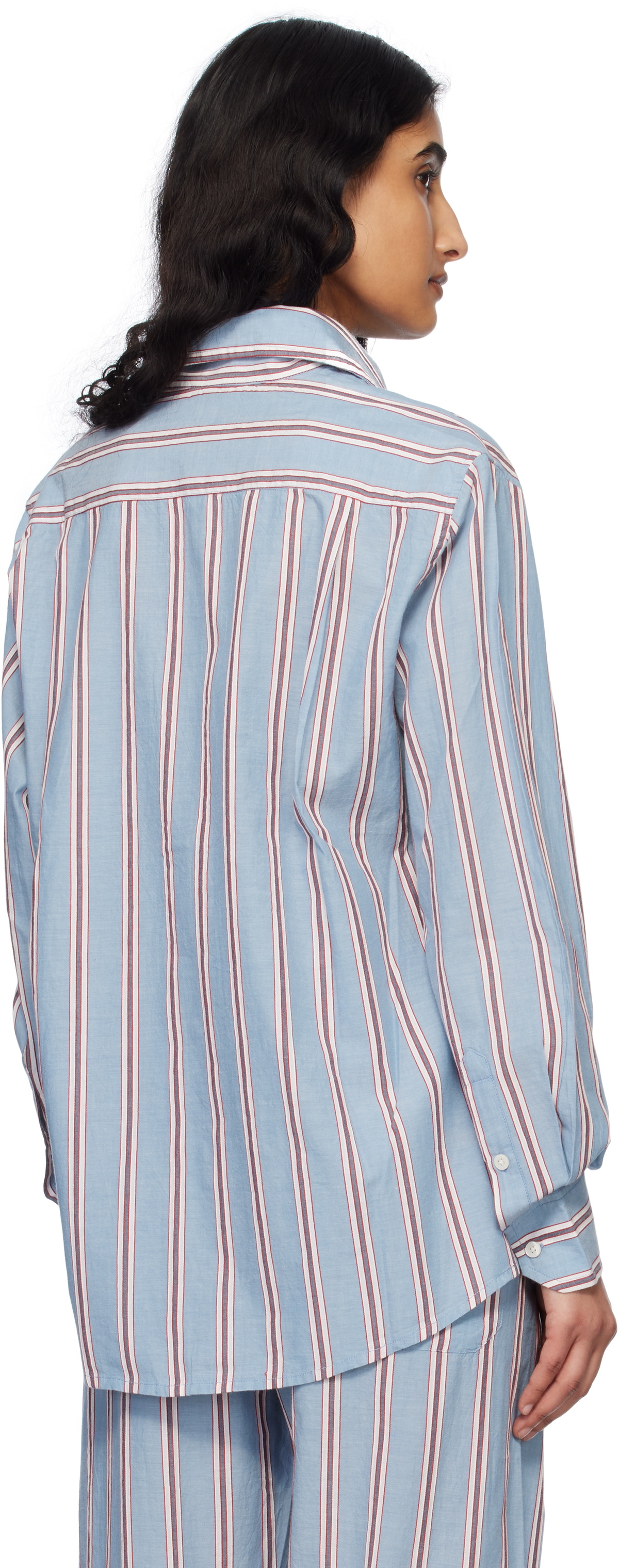 Bode Blue Regatta Stripe Shirt