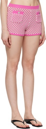 Versace Pink & White Crochet Knit Shorts