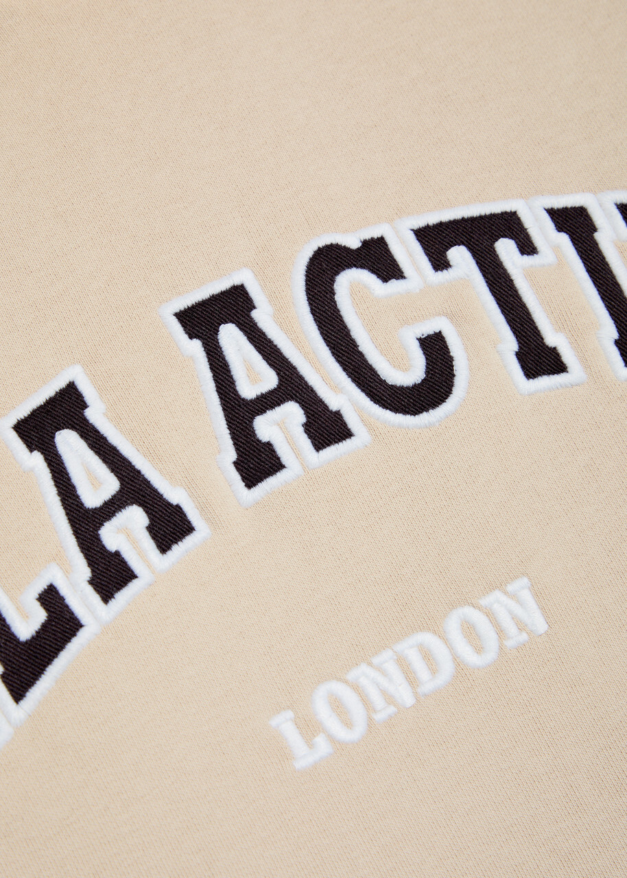 Tala Logo-embroidered Hooded Cotton-blend Sweatshirt Beige