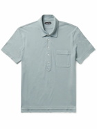 TOM FORD - Cotton and Silk-Blend Piqué Polo Shirt - Blue