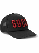 GUCCI - Logo-Appliquéd Cotton-Twill and Mesh Baseball Cap - Black