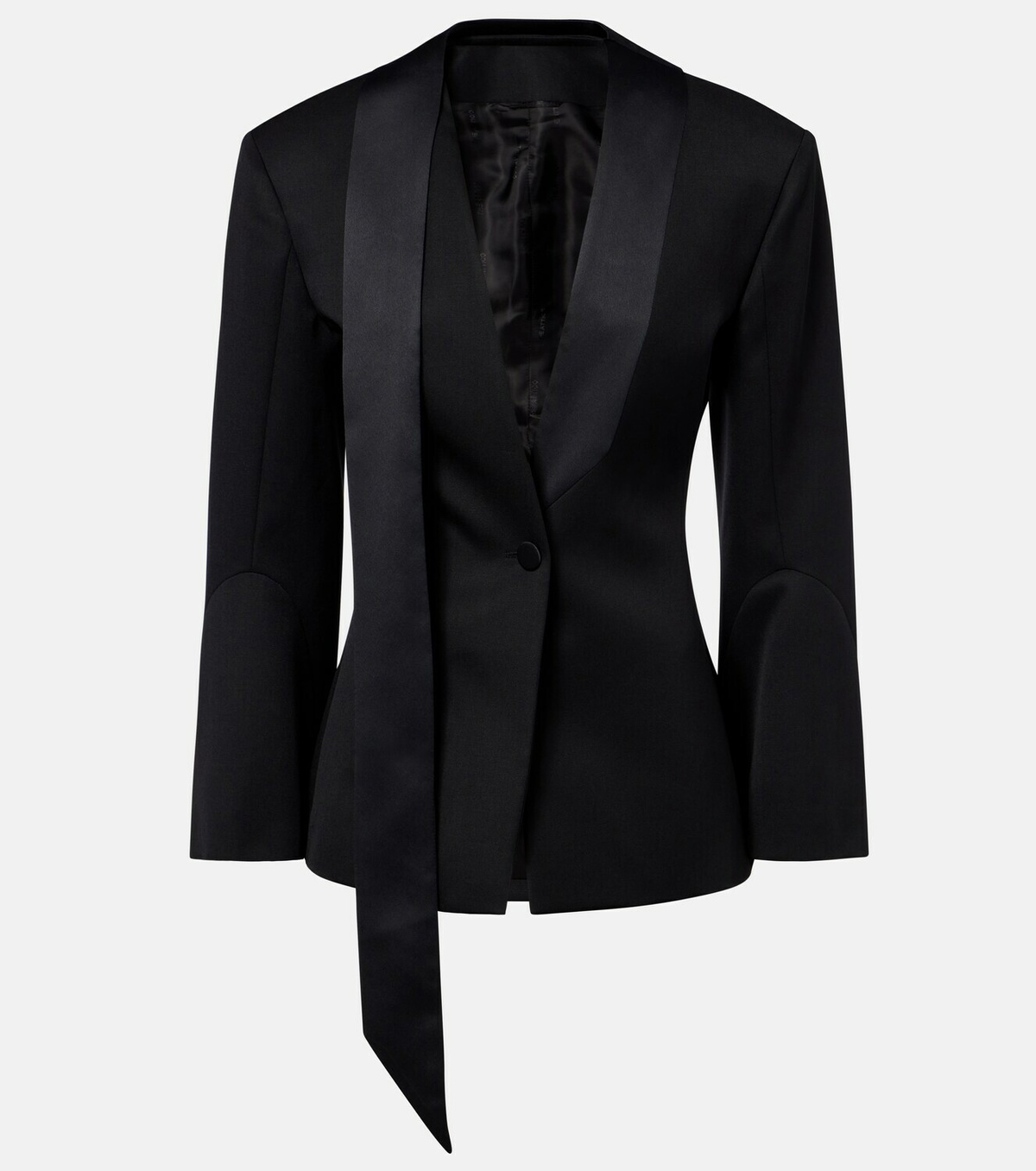 The Attico Satin-trimmed virgin wool blazer