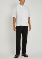 Gusari Montecarlo Pleated Linen Shirt White