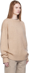 Arch The Beige Crew Neck Oversized Sweater