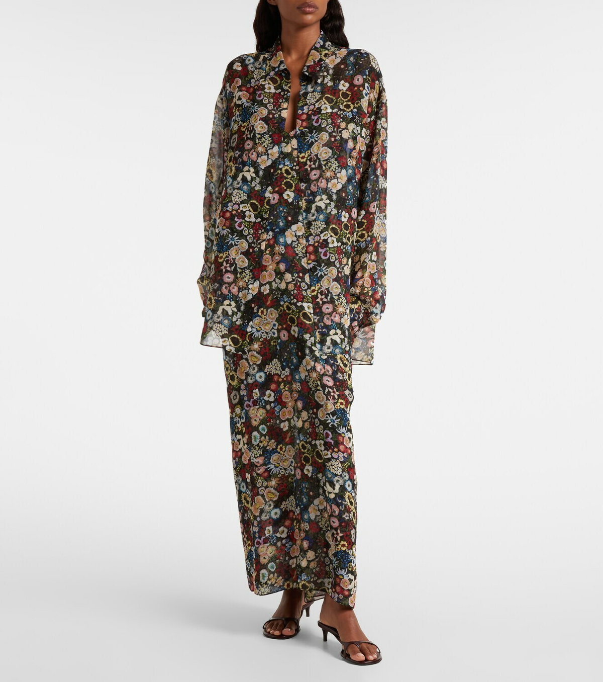 Khaite Taja floral silk slip dress