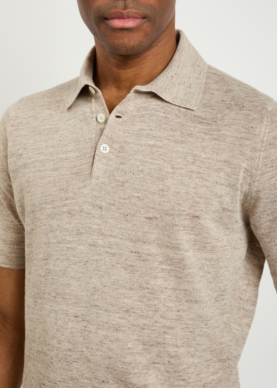 Brunello Cucinelli Linen and Cotton-blend Polo Shirt Beige