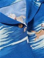 KAPITAL - Convertible-Collar Printed Crepe Shirt - Blue