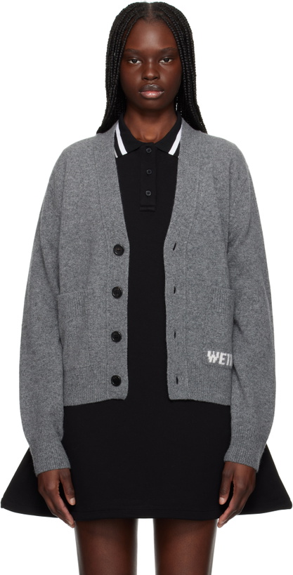 Photo: We11done Gray Pocket Logo Knit Cardigan