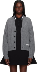 We11done Gray Pocket Logo Knit Cardigan