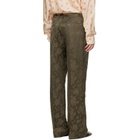 Dries Van Noten Khaki Belted Floral Jacquard Trousers