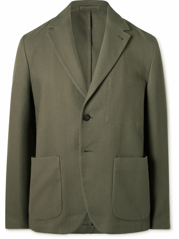 Photo: Mr P. - Unstructured Waffle-Knit Organic Cotton Suit Jacket - Green