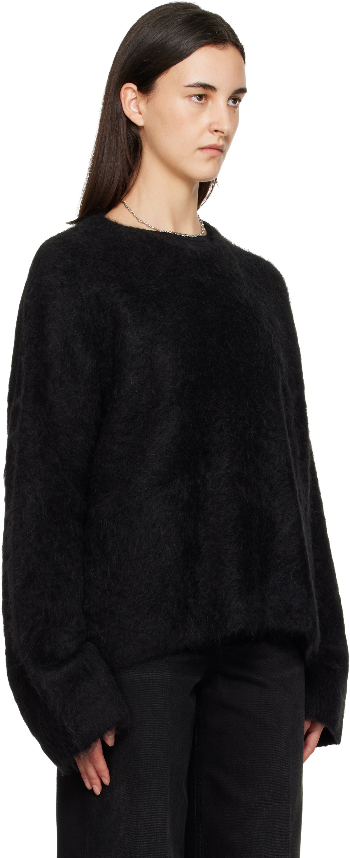 TOTEME Black Boxy Alpaca Knit Sweater