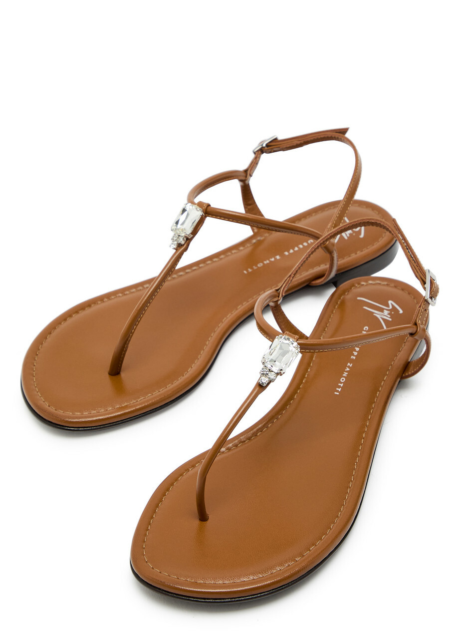 Giuseppe Zanotti Hobby 10 Crystal-embellished Leather Sandals Brown
