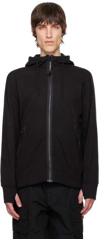 Photo: C.P. Company Black Diagonal Raised Fleece Goggle Hoodie