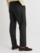 Caruso - Tapered Pleated Wool Trousers - Black