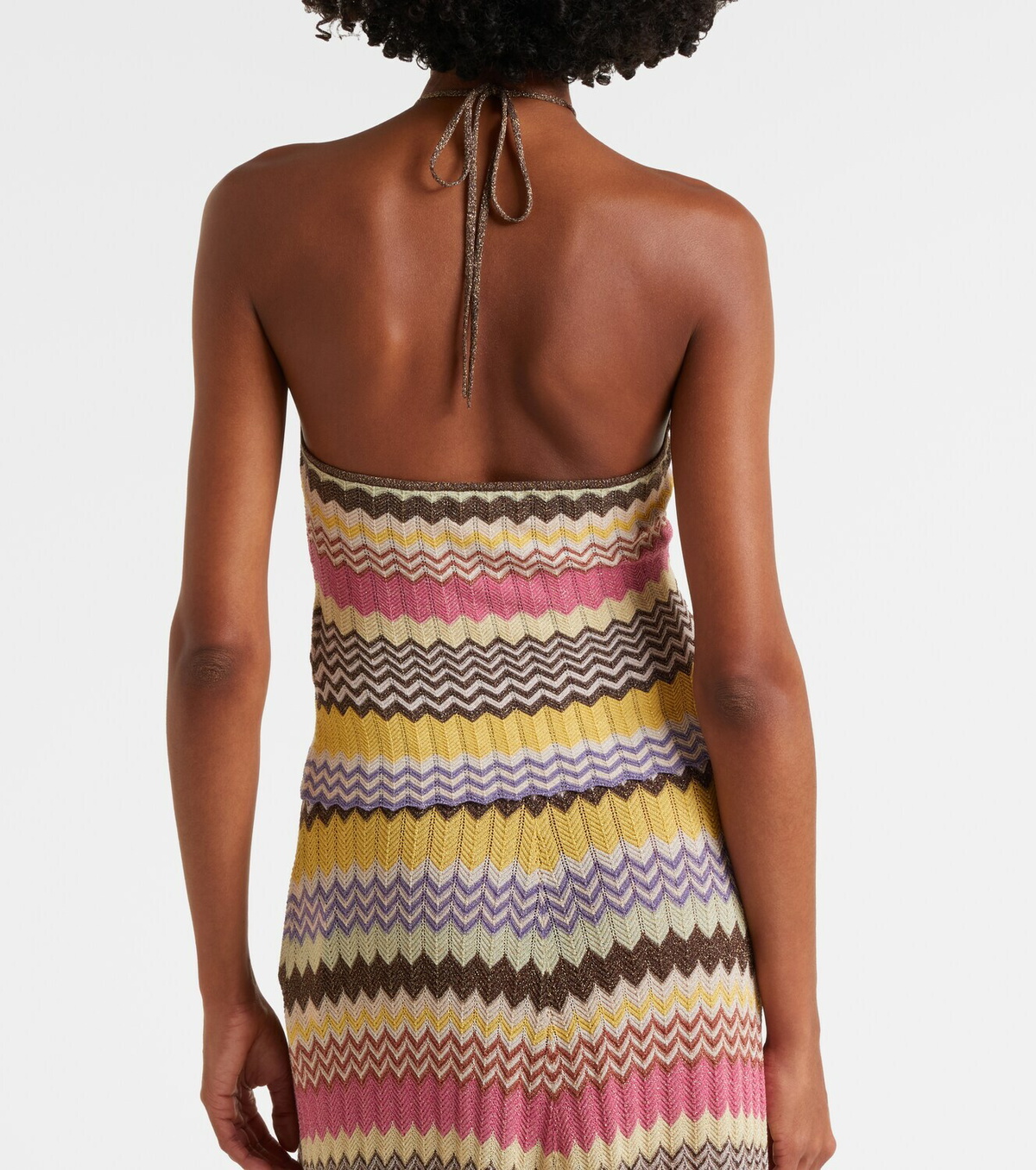 Faithfull Ria chevron halterneck lamé top