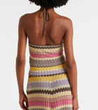Faithfull Ria chevron halterneck lamé top