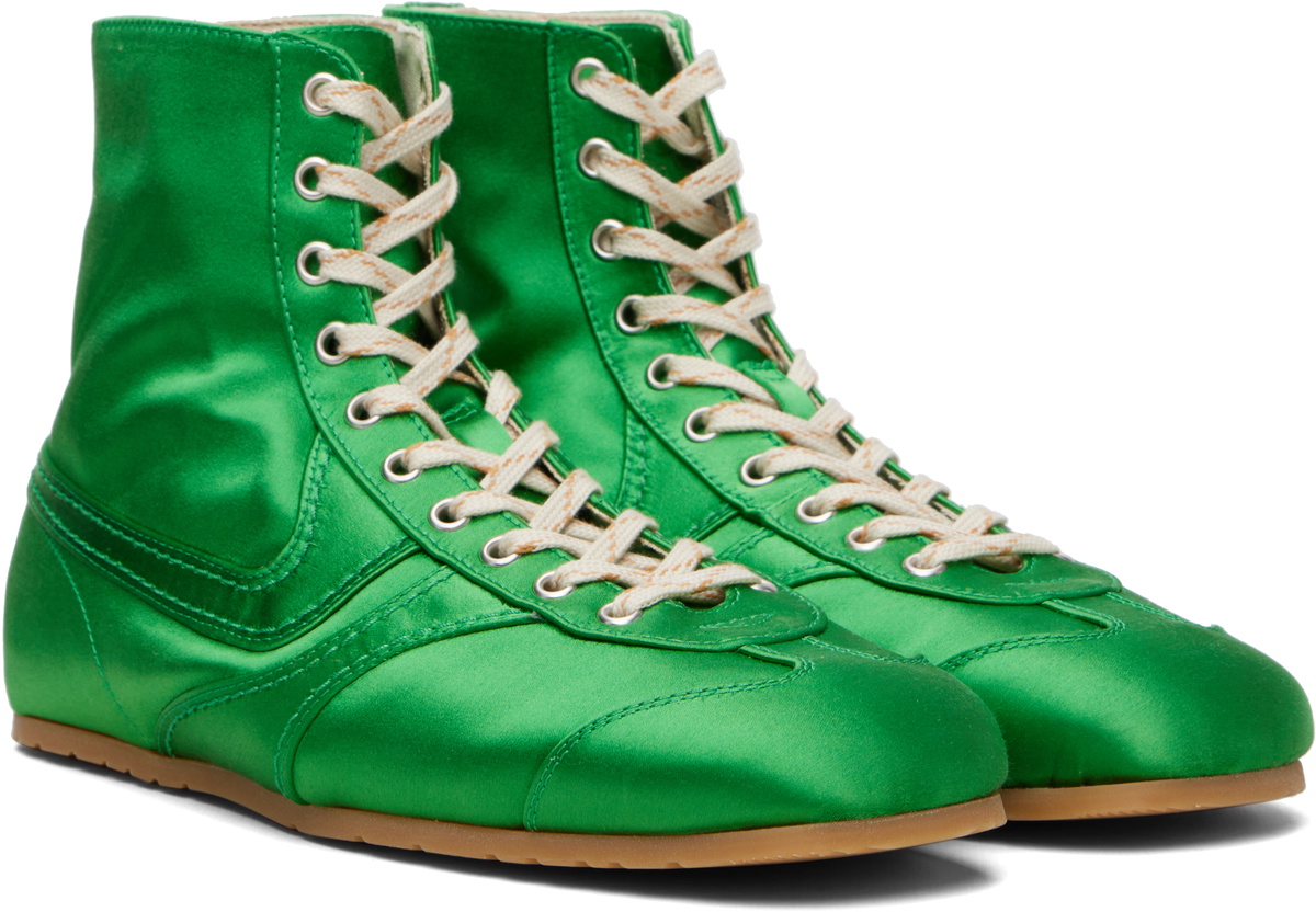 Dries Van Noten Green Satin High Top Sneakers