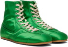 Dries Van Noten Green Satin High Top Sneakers