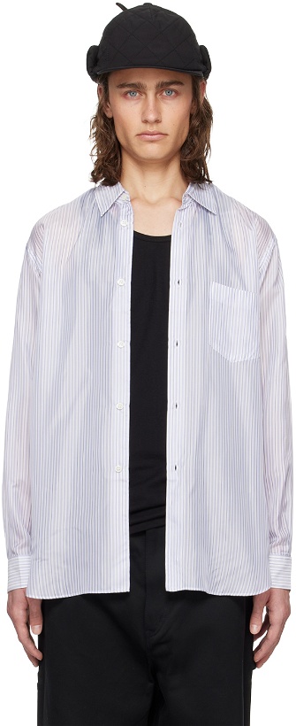 Photo: Comme des Garçons Shirt Blue Striped Shirt