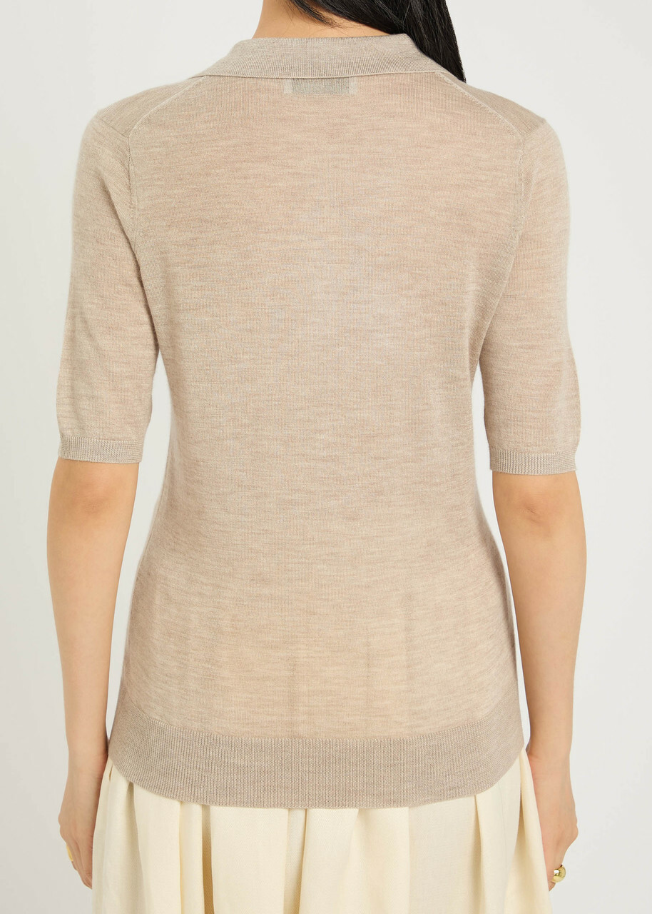 Gabriela Hearst Frank Cashmere and Silk-blend Polo Beige
