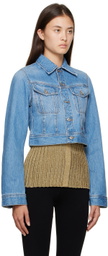 Victoria Beckham Blue Shrunken Denim Jacket
