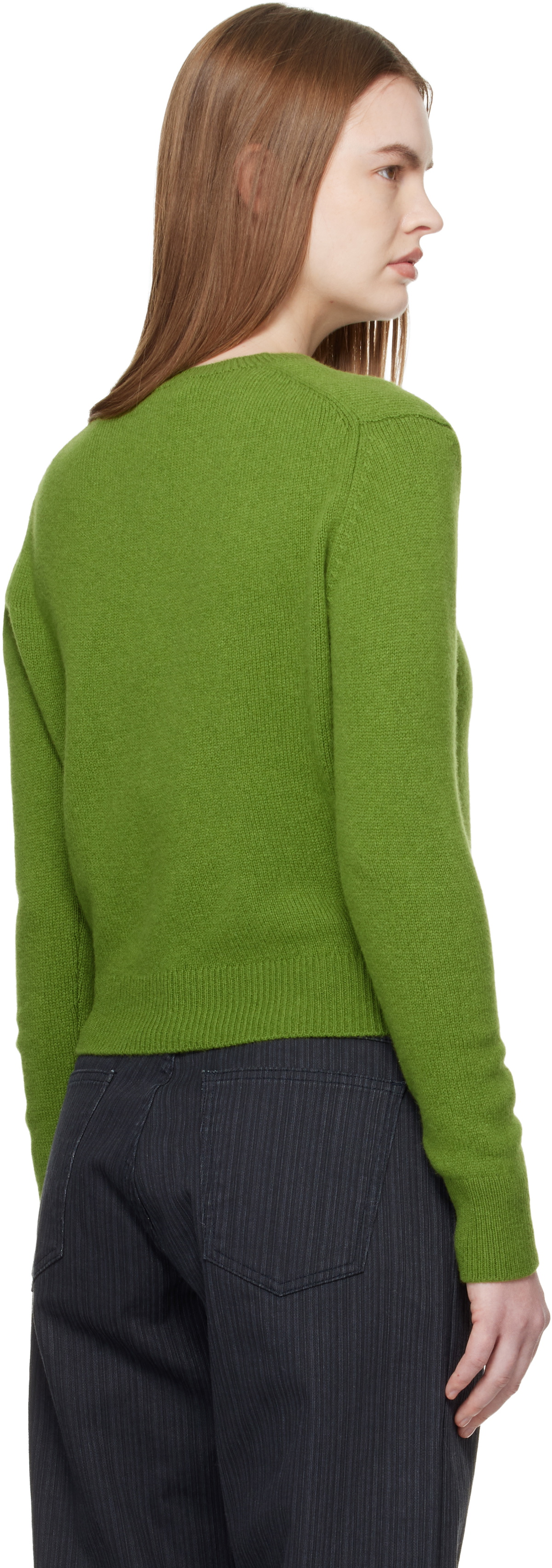 &Daughter Green Sligo Shrunken V-Neck Sweater