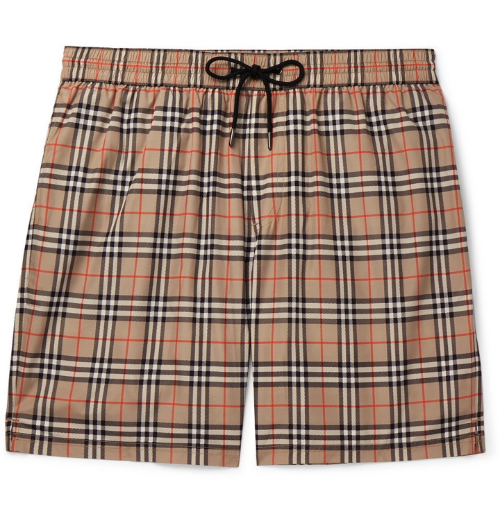 Photo: Burberry - Long-Length Checked Swim Shorts - Beige