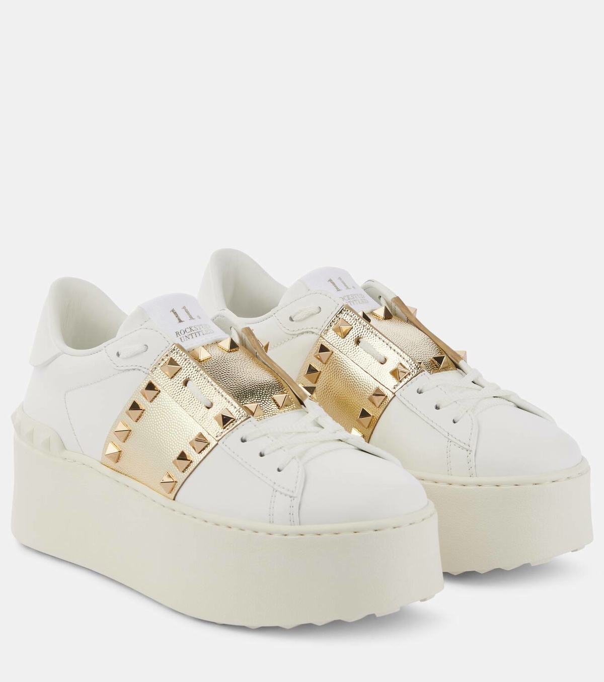 ★VALENTINO ROCKSTUD UNTITLED PLATFORM レザー スニーカー Flatform Rockstud Untitled Sneaker In Calfskin for Woman in