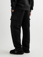 Off-White - Tapered Logo-Print Cotton-Jersey Cargo Sweatpants - Black