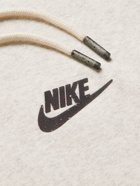 NIKE - Logo-Appliquéd Fleece-Back Cotton-Blend Jersey Hoodie - Neutrals