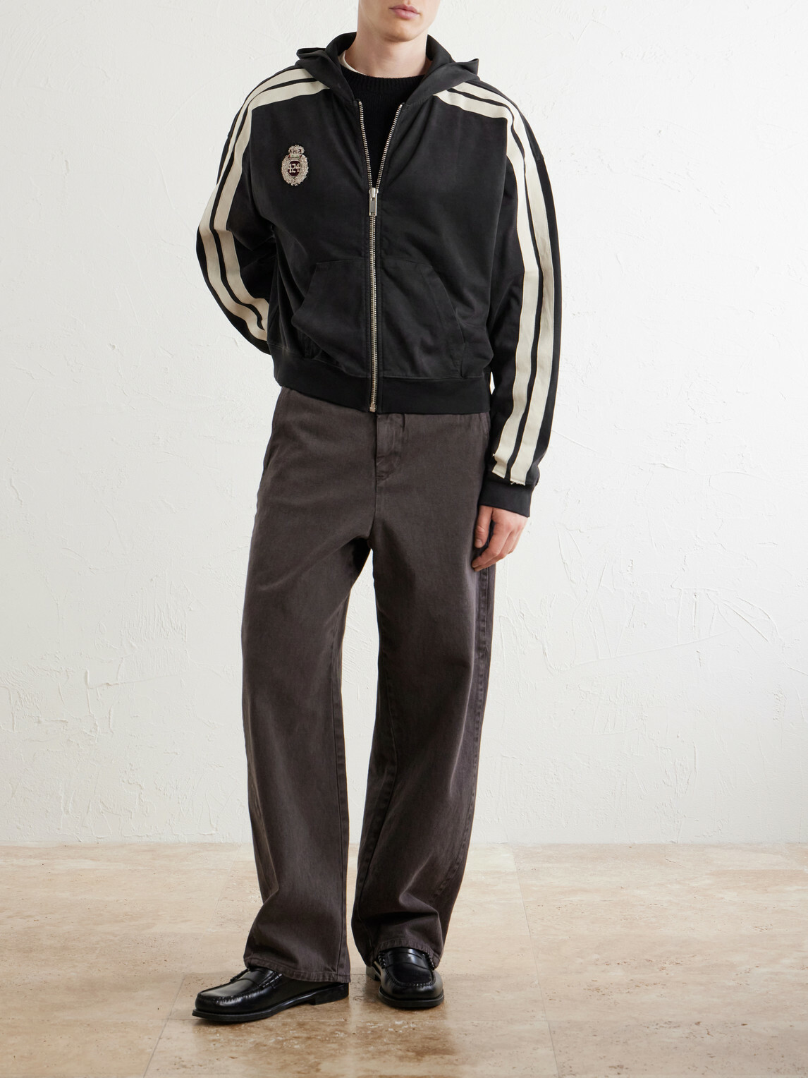 424 - Academy Logo-Appliquéd Cotton-Jersey Zip-Up Hoodie - Black
