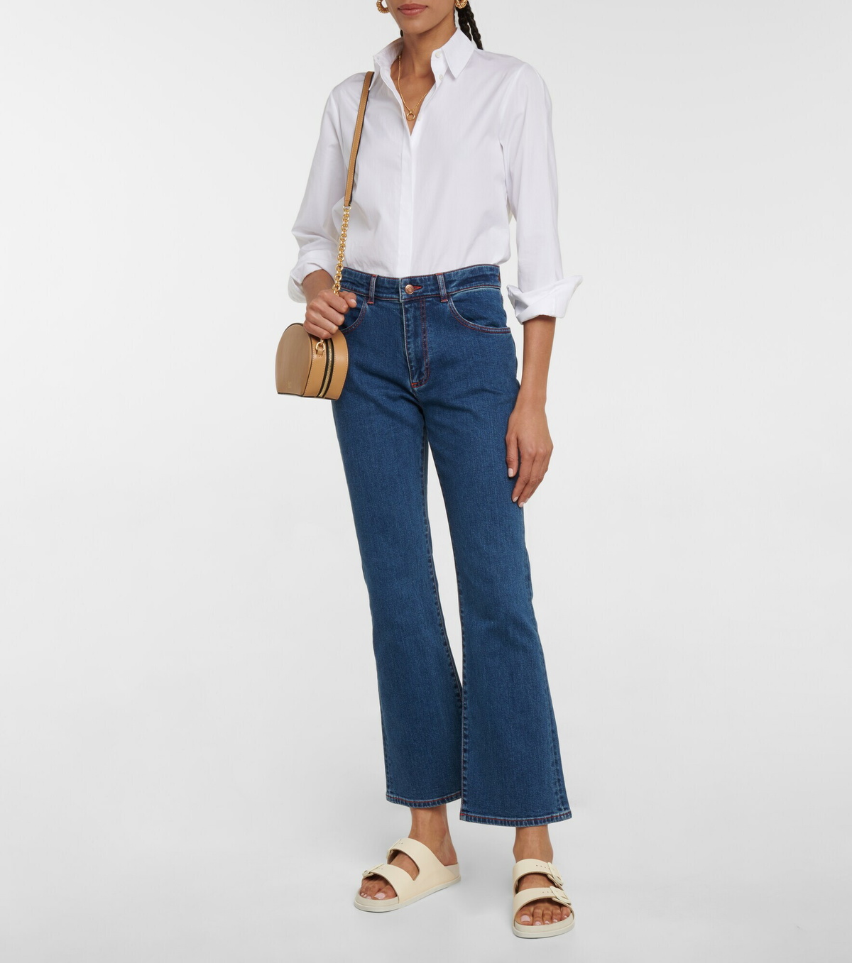 See By Chloe - Mid-rise flared cropped jeans