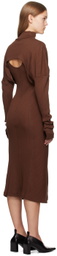 Mame Kurogouchi Brown Random Midi Dress