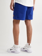 Nike Tennis - NikeCourt Heritage Straight-Leg Cotton-Blend Jersey Tennis Shorts - Blue