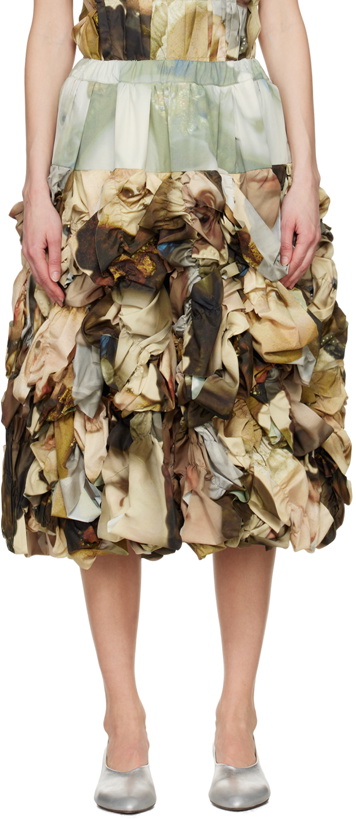 Photo: Comme des Garçons Multicolor Ruched Midi Skirt
