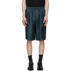 BALMAIN Blue Grid Print Silk Loose Pyjama Shorts
