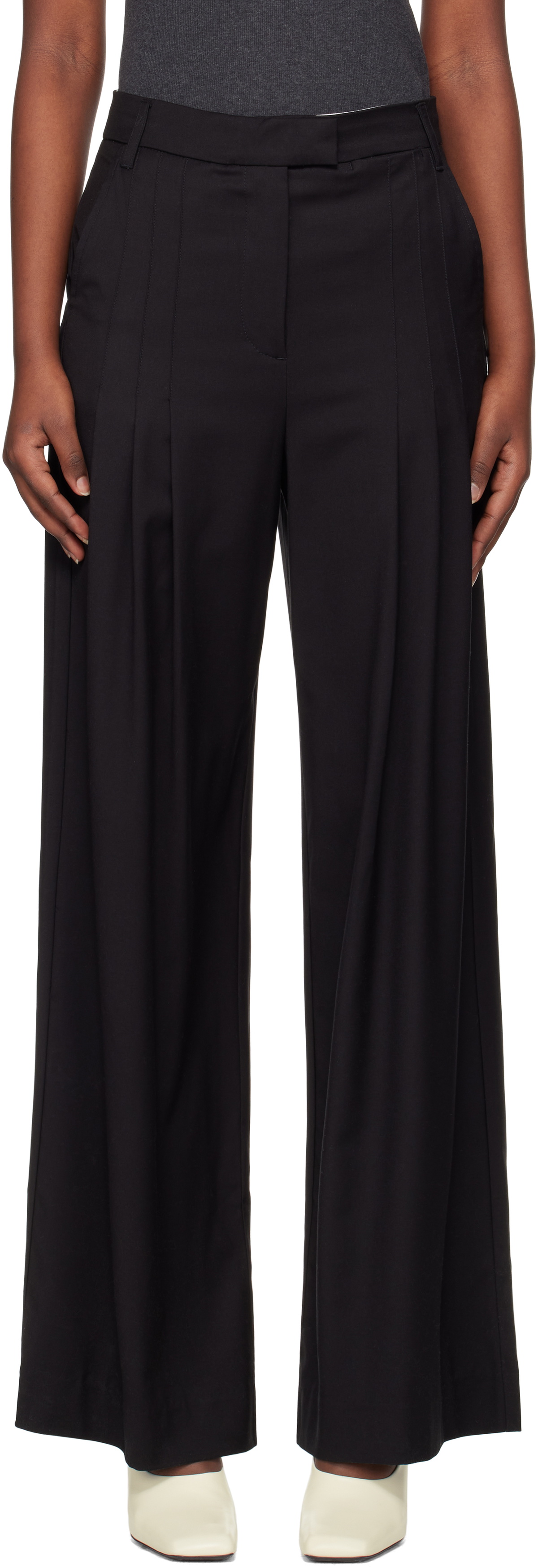 REMAIN Birger Christensen Black Wide Suiting Trousers