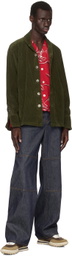 Greg Lauren Khaki Corduroy Shawl Collar Boxy Jacket